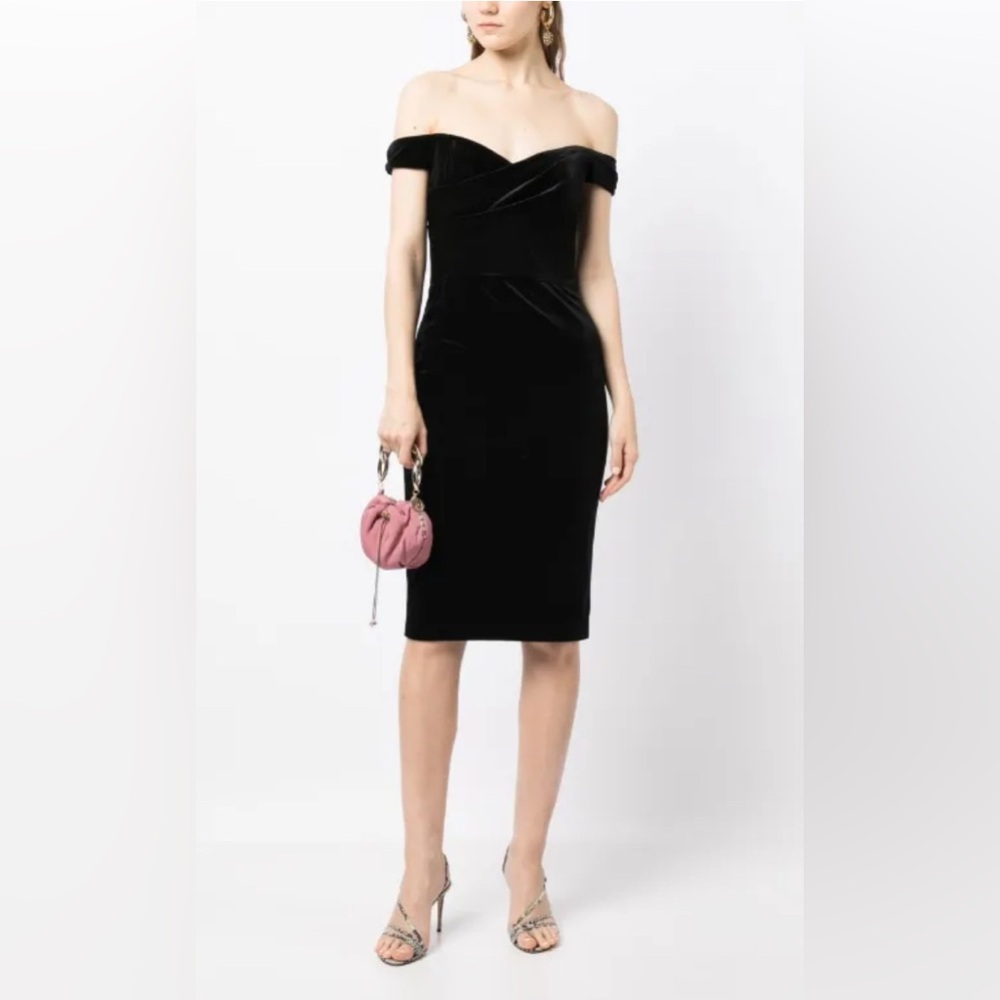 Marchesa Notte Velvet Pencil Dress